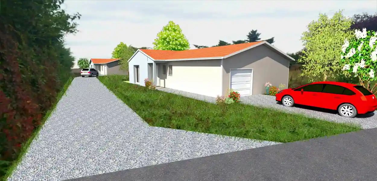 construction de deux maisons individuelles de plain-pied adaptées aux normes handicapées, composées de 3 chambres, salon et séjour ouvert sur cuisine et un garage simple. Début des travaux mai 2016